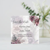 エレガントな紫、ピンク、マルーンの花のウェディング セーブザデート (スタンド正面)