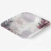 エレガントな紫、ピンク、マルーンの花模様 ペーパープレート (傾斜あり)