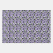 エレガントな紫 緑 黒 花柄 ラッピングペーパーシート (正面3)