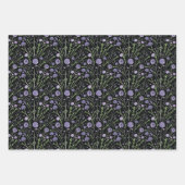 エレガントな紫 緑 黒 花柄 ラッピングペーパーシート (正面2)
