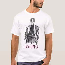 エレガントな紳士ファッション スケッチTシャツ Tシャツ