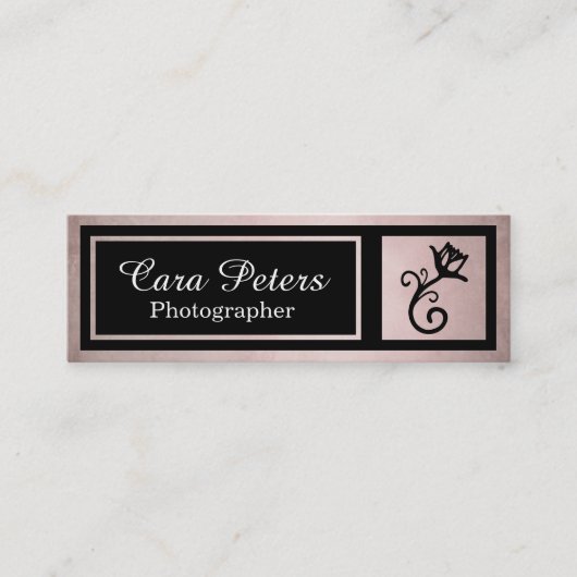 エレガントな組み立てられた花のミニマルなカメラマン スキニー名刺 (正面)