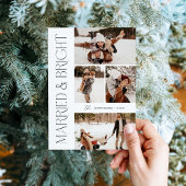 エレガントな結婚した明るいホリデー写真カード 招待状