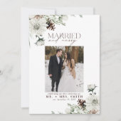 エレガントな結婚と幸せな新婚クリスマスフォト シーズンカード (正面)
