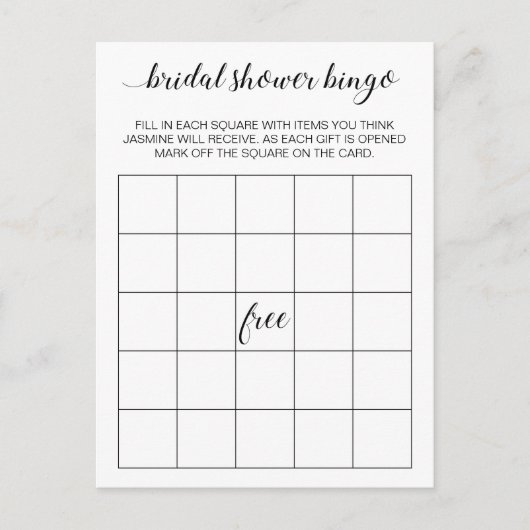 エレガントな結婚前お茶会ビンゴカードゲーム ポストカード (正面)