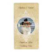 エレガントな結婚式あなたのフォトワインラベルを追加 ラベル (正面)