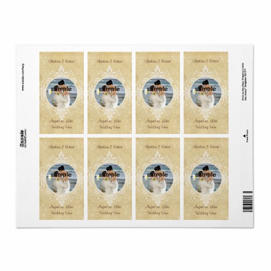 エレガントな結婚式あなたのフォトワインラベルを追加 ラベル (フルシート)