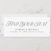 エレガントな結婚式あなたの座席のヘッダーカードを見つける 招待状 (正面)