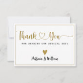 エレガントな結婚式ありがとうカップルの写真 サンキューカード (正面)