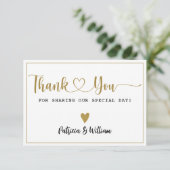 エレガントな結婚式ありがとうカップルの写真 サンキューカード (スタンド正面)