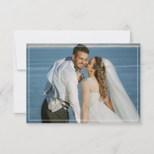 エレガントな結婚式ありがとうカップルの写真 サンキューカード (裏面)