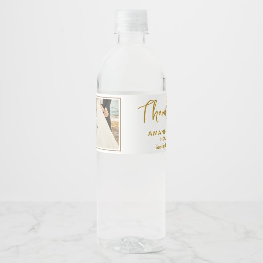エレガントな結婚式ありがとうスクリプトの写真 ペットボトルラベル (正面)