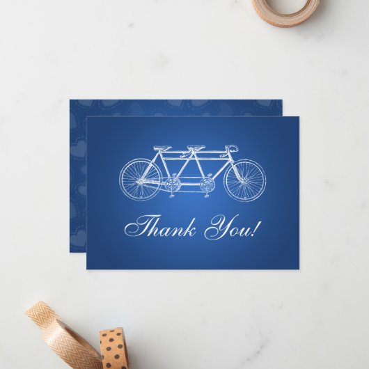 エレガントな結婚式ありがとうノートタンデムバイクブルー ノートカード (正面/裏面インサイチュ)