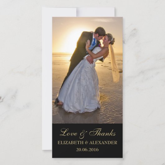 エレガントな結婚式ありがとうフォトカード サンキューカード (正面)