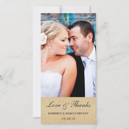 エレガントな結婚式ありがとうフォトカード/シャンパン サンキューカード (正面)