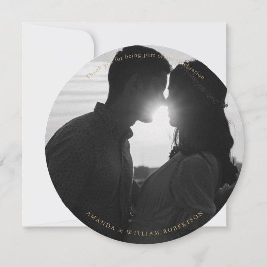 エレガントな結婚式ありがとうフォトカード 招待状 (裏面)