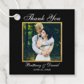 エレガントな結婚式ありがとうフォトブラック金ゴールド フェイバータグ (正面)