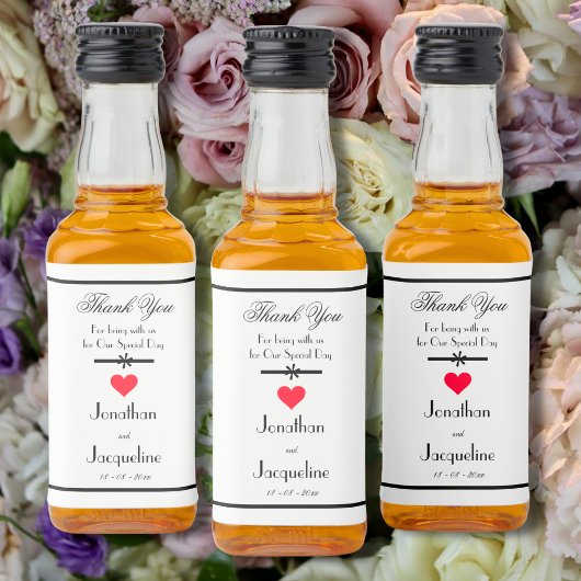 エレガントな結婚式ありがとうミニリカーボトルラベル リキュールボトルラベル