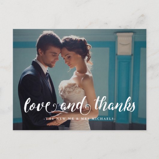 エレガントな結婚式ありがとう写真はがき ポストカード (正面)