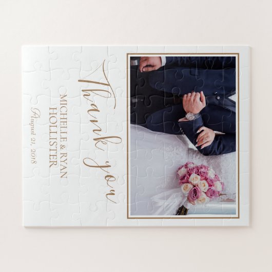 エレガントな結婚式ありがとう写真 ジグソーパズル (横)