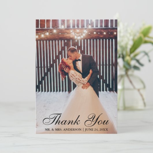 エレガントな結婚式ありがとう新郎撮影 サンキューカード (スタンド正面)