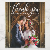 エレガントな結婚式ありがとう新郎新婦の写真 ワインラベル (シングルラベル)