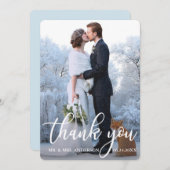 エレガントな結婚式ありがとう新郎新郎写真BR サンキューカード (正面/裏面)
