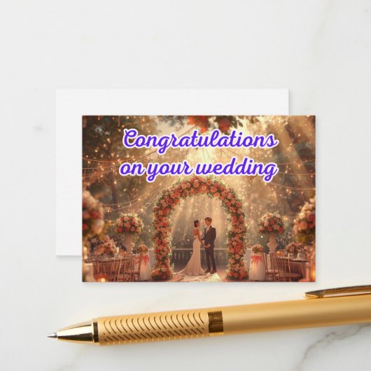 エレガントな結婚式お祝いカード エンクロージャーカード (正面/裏面インサイチュ)