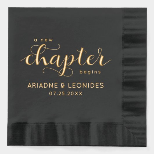 エレガントな結婚式で新しい章が始まる 箔ナプキン (正面)