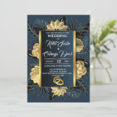 エレガントな結婚式とバラとリングや輪 招待状 (スタンド正面)