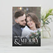 エレガントな結婚式と新婚のクリスマスフォト シーズンカード (スタンド正面)