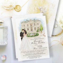 エレガントな結婚式と新郎会場 招待状