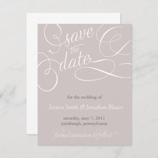 エレガントな結婚式のお知らせ(Save the Date) セーブザデート (正面/裏面)