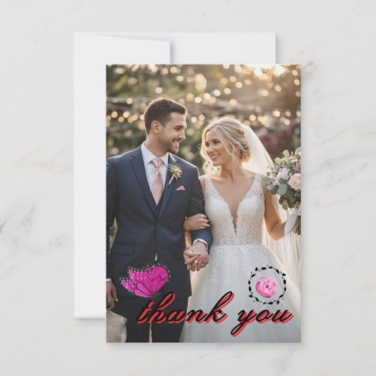 💍 エレガントな結婚式のお礼カード サンキューカード (正面)