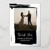 エレガントな結婚式のお礼カード 2枚の写真 シルバー 箔シーズンカード (正面)