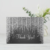 エレガントな結婚式のお礼ノート ナイトダズルブラック サンキューカード (スタンド正面)