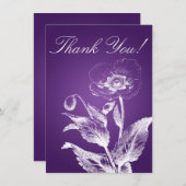 エレガントな結婚式のお礼状 ポピー パープル サンキューカード (正面/裏面)