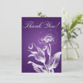 エレガントな結婚式のお礼状 ポピー パープル サンキューカード (スタンド正面)