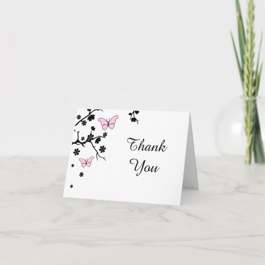 エレガントな結婚式のお礼 バタフライ サンキューカード (正面)