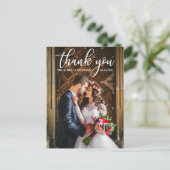 エレガントな結婚式のお礼 新婦新郎の写真 ポストカード (スタンド正面)