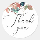 エレガントな結婚式のお礼 | 水彩の秋の葉 ラウンドシール (正面)