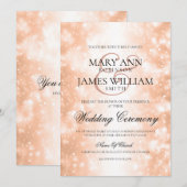 エレガントな結婚式のばら色の金ゴールドのきらめくライト 招待状 (正面/裏面)