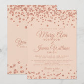 エレガントな結婚式のばら色の金ゴールドのグリッターの紙吹雪の赤面 招待状 (正面/裏面)