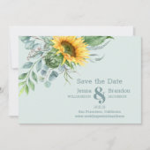 エレガントな結婚式のひまわり日付を保存 セーブザデート (正面)