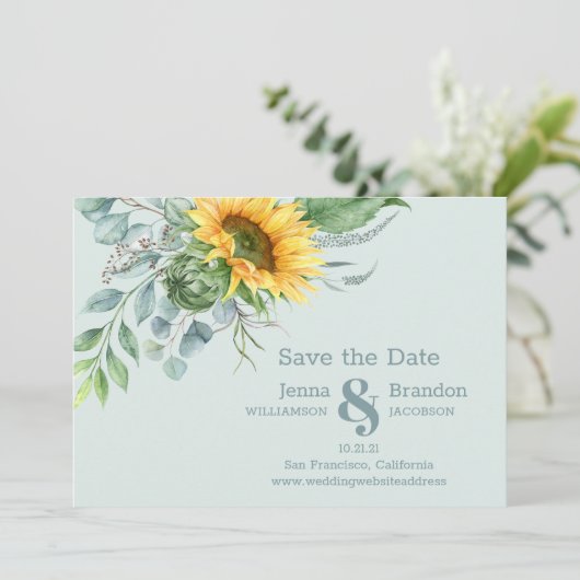 エレガントな結婚式のひまわり日付を保存 セーブザデート (スタンド正面)