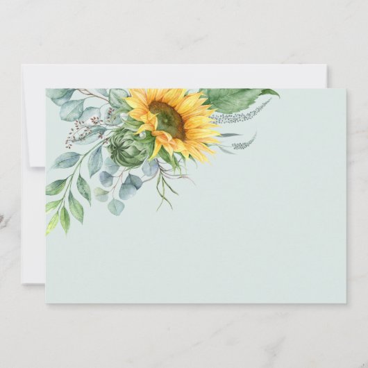 エレガントな結婚式のひまわり日付を保存 セーブザデート (裏面)