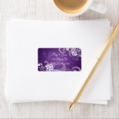 エレガントな結婚式のアドレスフローラ渦巻き紫 ラベル (インサイチュ)