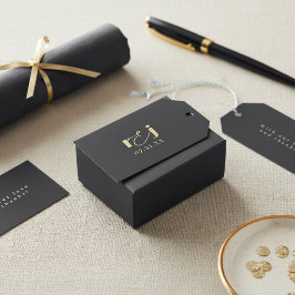 エレガントな結婚式のイニシャル マットブラック ゴールド ID1312 ギフトタグ