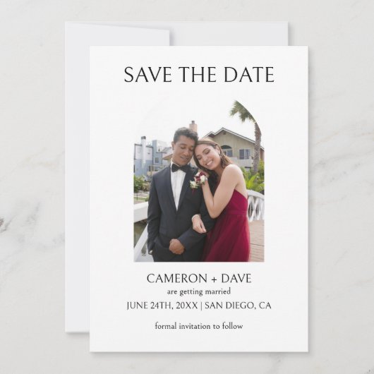 エレガントな結婚式のエンゲージメントパーティーのお知らせ 招待状 (正面)