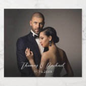 エレガントな結婚式のカップルの写真 スパークリングワインラベル (シングルラベル)